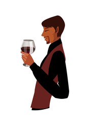 Side view of man holding wineglass