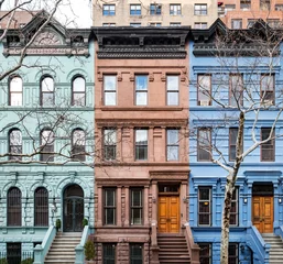 Papier Peint photo Lavable Lieux américains Bâtiments historiques colorés à Manhattan New York City