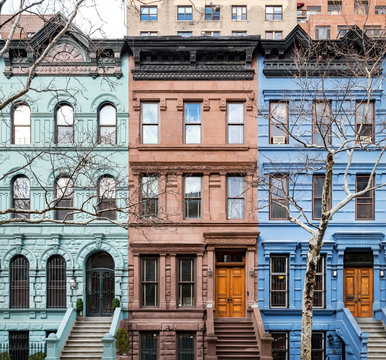 Colorful historic buildings in Manhattan New York City