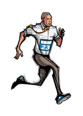 Side view of man running