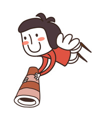 Side view of boy flying