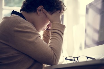 Businesswoman stressed and tired