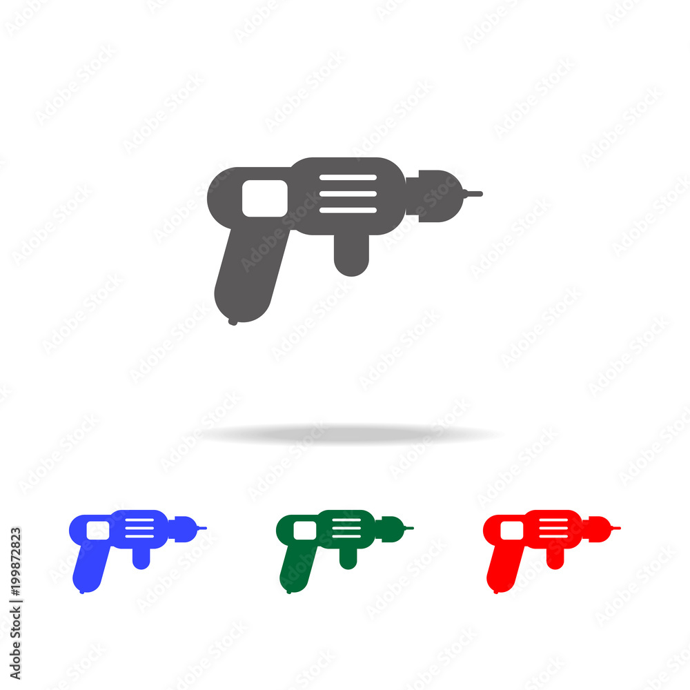 Poster drilling machine - perforator icon. elements of construction tools multi colored icons. premium qual