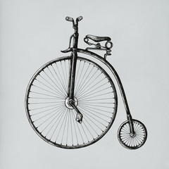 Hand drawn antique bike isolated on background © Rawpixel.com