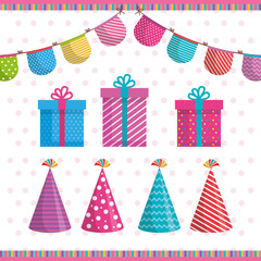 birthday celebration set icons vector illustration design