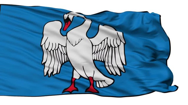 Jonava flag, city of Lithuania, realistic animation isolated on white seamless loop - 10 seconds long (alpha channel is included)