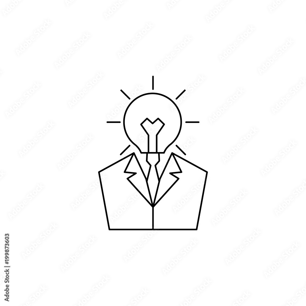 Poster business man head light bulb icon. element of idea and solutions for mobile concept and web apps. th