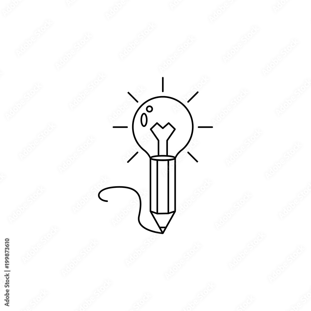 Poster pencil and light bulb icon. element of idea and solutions for mobile concept and web apps. thin line