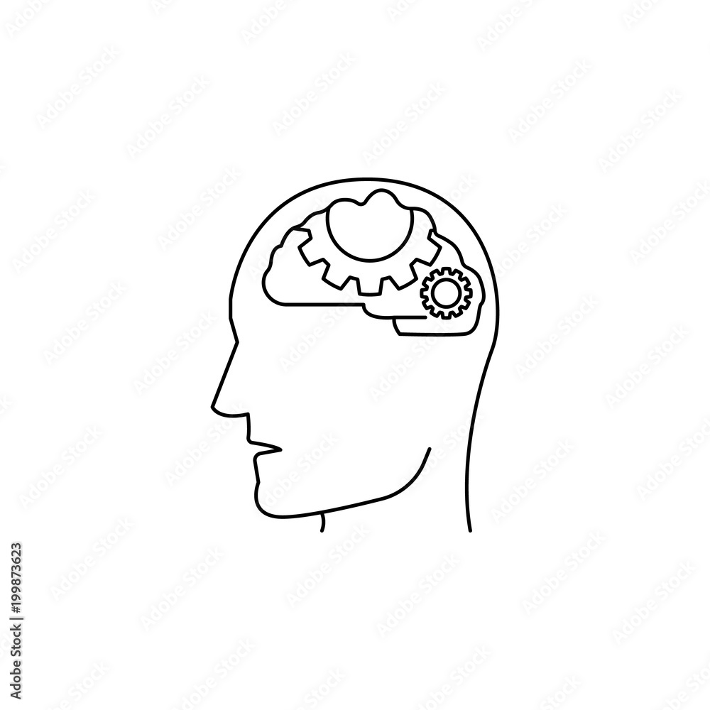 Poster mechanisms in the brain icon. element of idea and solutions for mobile concept and web apps. thin li