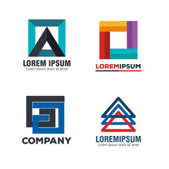 geometric company set emblems vector illustration design
