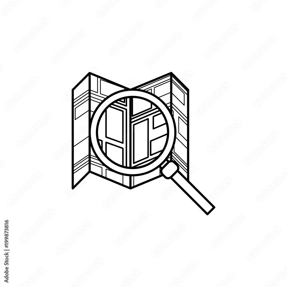 Poster magnifier and map icon. element of navigation illustration. premium quality graphic design icon. sig