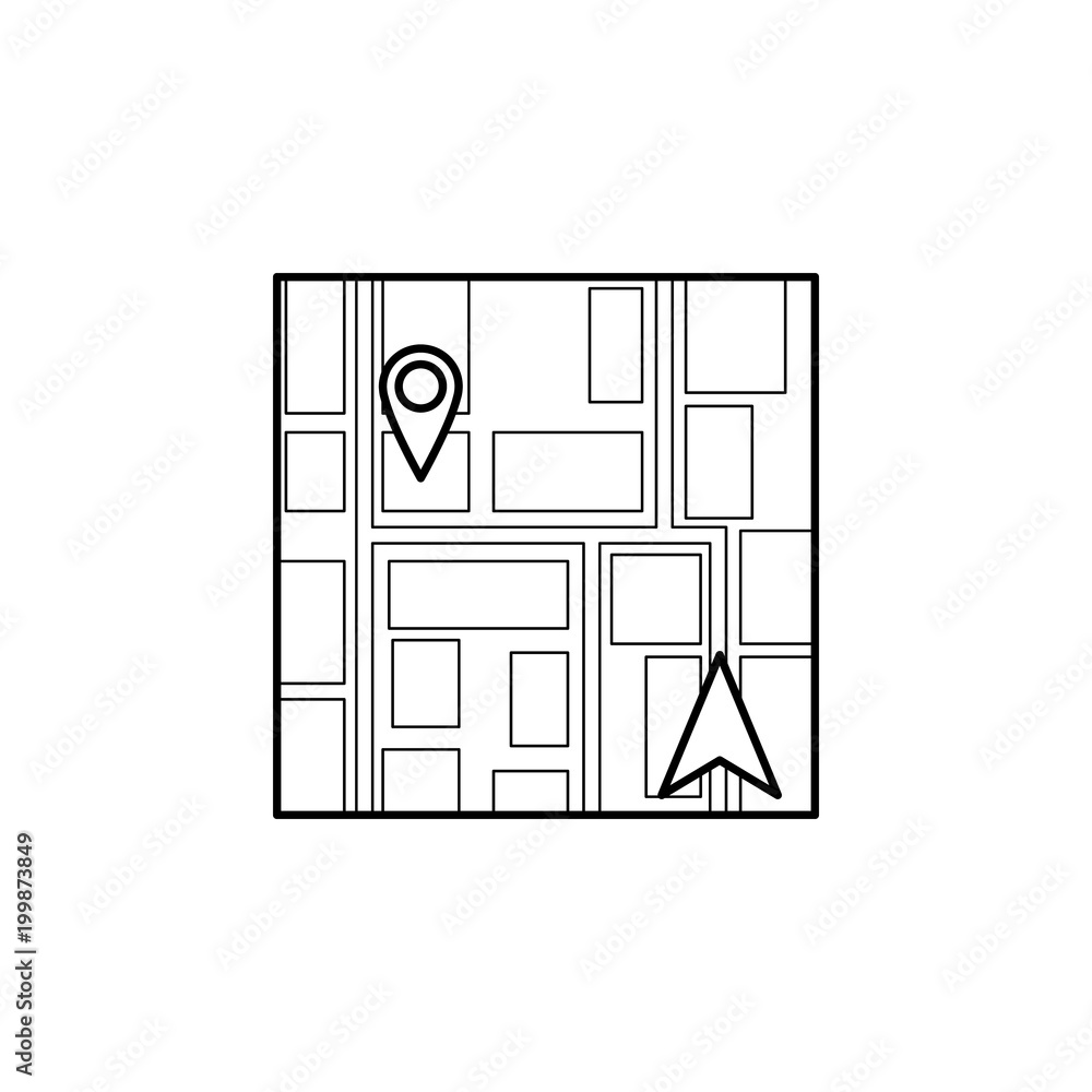 Aufkleber cursor and pin on the map icon. element of navigation illustration. premium quality graphic design i