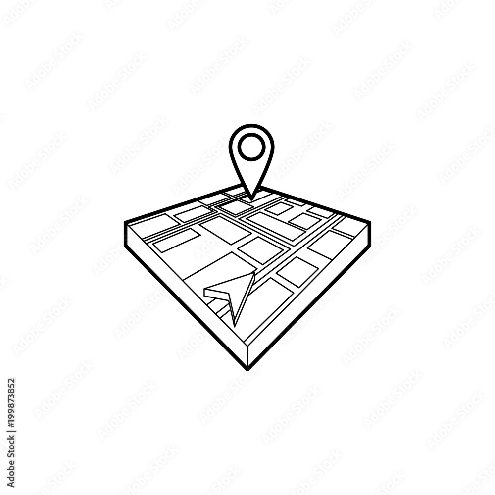 Poster cursor and pin on 3d map icon. element of navigation illustration. premium quality graphic design ic