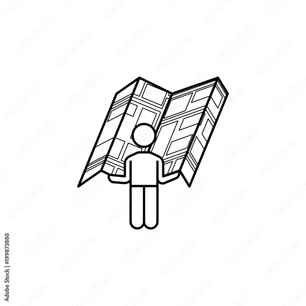 Poster a man with an open card icon. element of navigation illustration. premium quality graphic design ico