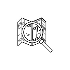 magnifier and map icon. Element of navigation illustration. Premium quality graphic design icon. Signs and symbols collection icon for websites, web design, mobile app