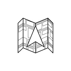 cursor on the expanded map icon. Element of navigation illustration. Premium quality graphic design icon. Signs and symbols collection icon for websites, web design, mobile app