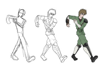 warrior walking sketch