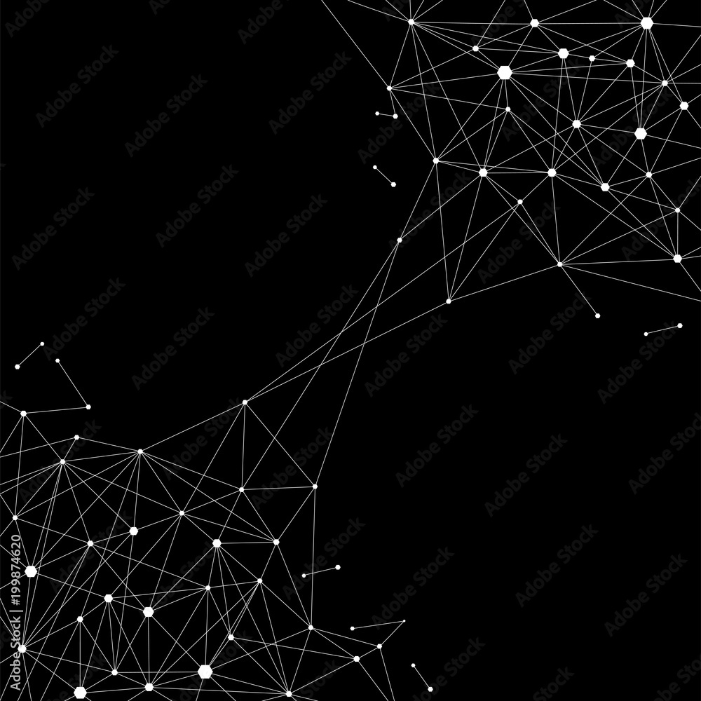 Poster blockchain technology futuristic abstract vector background with blockchain peer to peer network
