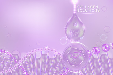 Purple collagen Serum drop, cosmetic advertising background ready to use, luxury skin care ad, illustration vector.