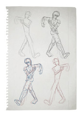 warrior walking sketch