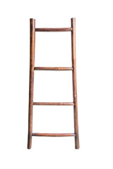 Bamboo stairs, isolated on white background with clipping path.