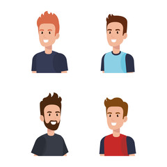 young men avatars characters vector illustration design