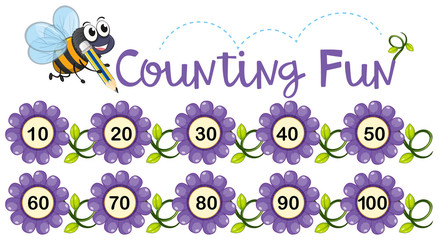 Fototapeta premium Math poster for counting with bee