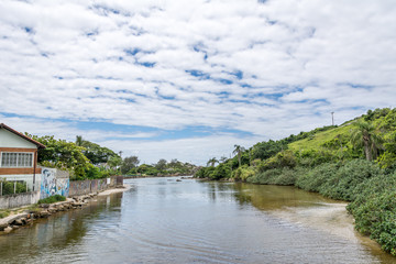 River mouth  in the Armacao Beach, Florianopolis, Brazil.