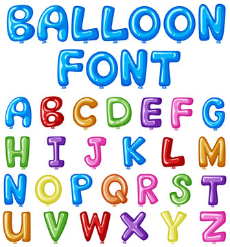 Font design for english alphabets in balloon shape