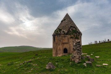 Fototapeta na wymiar Ancient historical mausoleums complex of of the 16th century. District of Shemakhy city, Azerbaijan
