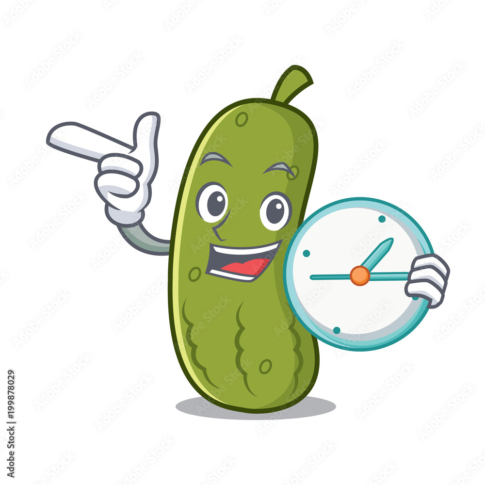 Sticker clock pickle character cartoon style