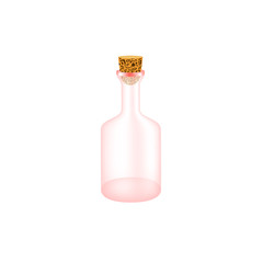 Empty bottle in red design with cork
