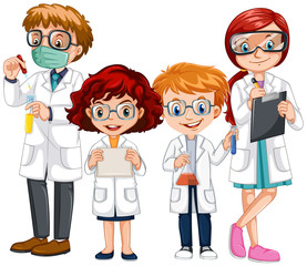 People in science clothes with protections