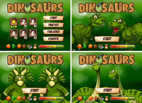 Game template with dinosaur theme
