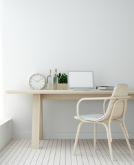 Work space interior background in hotel - 3d rendering  portrait minimal japanese	