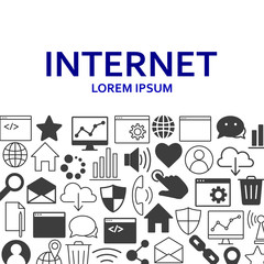 Internet poster with flat icons set