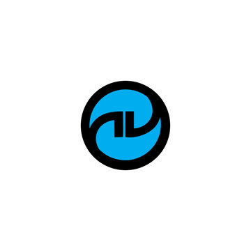 letter nd in a black circle logo vector