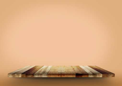 The wooden Empty shelf