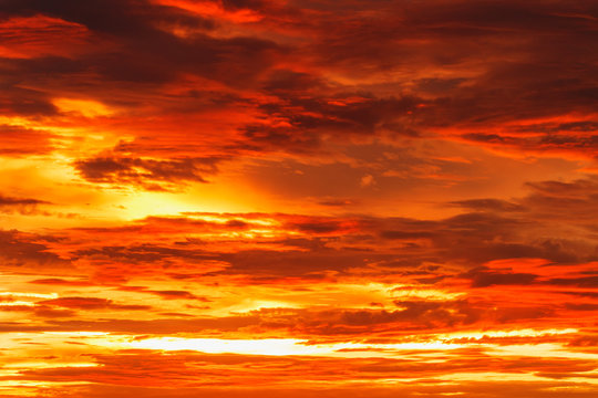 Sky image with  a dramatic red clouds after sunset