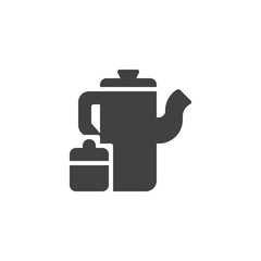 Tea pot and sugar bowl vector icon. filled flat sign for mobile concept and web design. teapot kettle simple solid icon. Symbol, logo illustration. Pixel perfect vector graphics