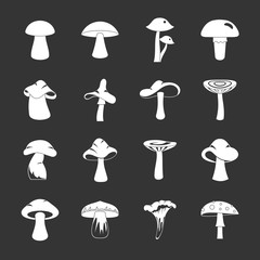 Mushroom icons set grey vector