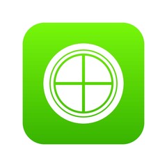 White round window icon digital green