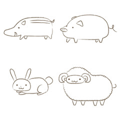 やさしい線画 動物　その4