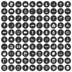 100 balance icons set black circle