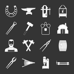 Obraz premium Blacksmith icons set grey vector