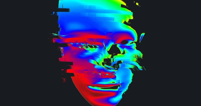 Animation of Digital Human Head on Colorful Noisy Moving Lines
