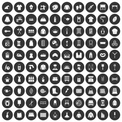 100 needlework icons set black circle