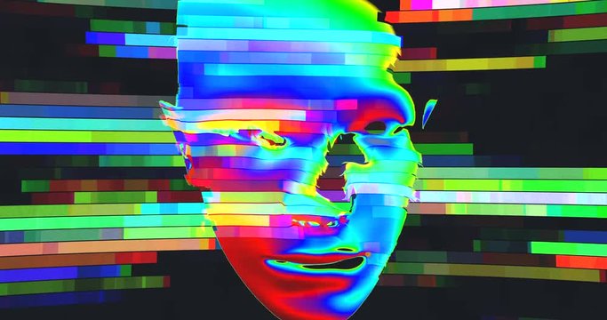 Animation of Digital Human Head on Colorful Noisy Moving Lines