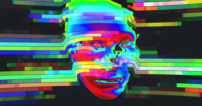 Animation of Digital Human Head on Colorful Noisy Moving Lines