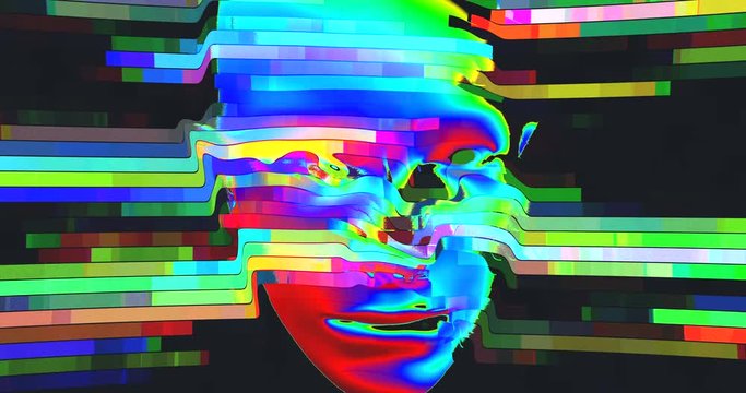 Animation of Digital Human Head on Colorful Noisy Moving Lines